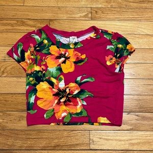 Pink Tropical Floral Crop Top XS/S!